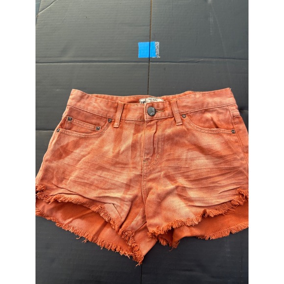 Free People Denim Cut Off Shorts Womens 26 Orange Excellent Frayed Boho - Picture 3 of 8